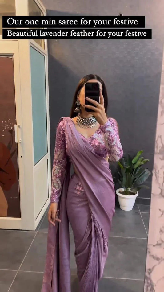 Lavish Lavender Ready To Wear Saree